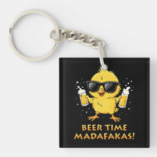 Beer Time Madafakas Funny Meme Duck Goose Retro Key Ring