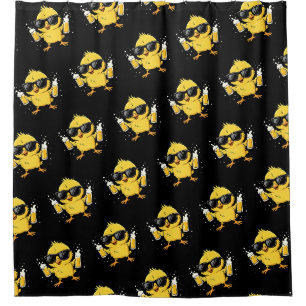 Beer Time Madafakas Funny Meme Duck Goose Retro Shower Curtain