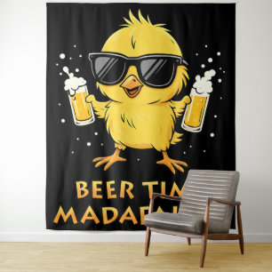 Beer Time Madafakas Funny Meme Duck Goose Retro Tapestry