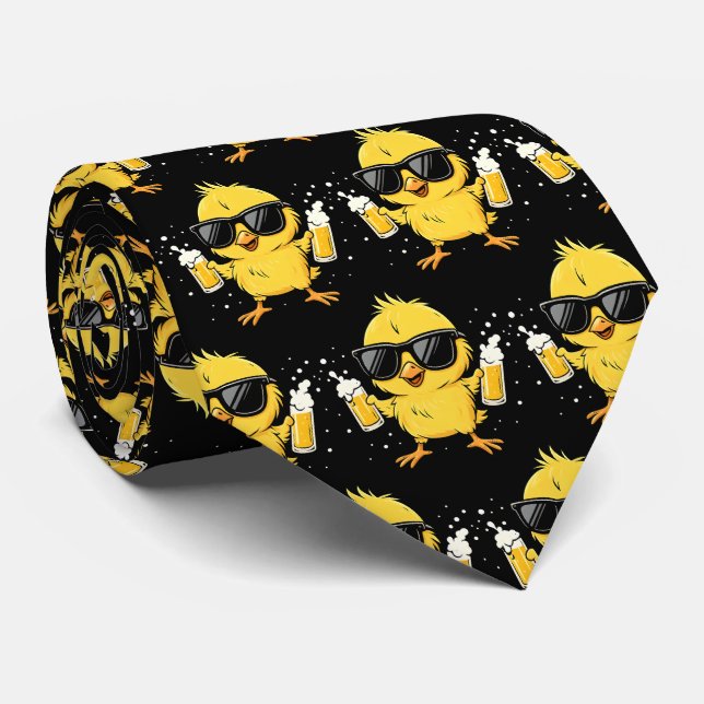 Beer Time Madafakas Funny Meme Duck Goose Retro Tie (Rolled)