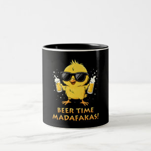Beer Time Madafakas Funny Meme Duck Goose Retro Two-Tone Coffee Mug