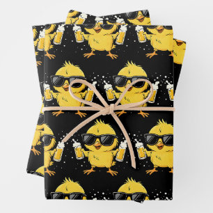 Beer Time Madafakas Funny Meme Duck Goose Retro Wrapping Paper Sheet