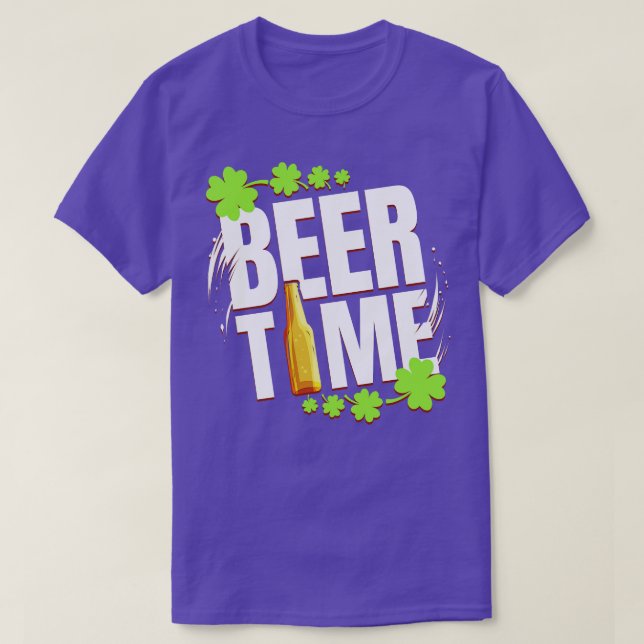 Beer Time With Shamrocks On St Patricks Day  T-Shirt (Design Front)