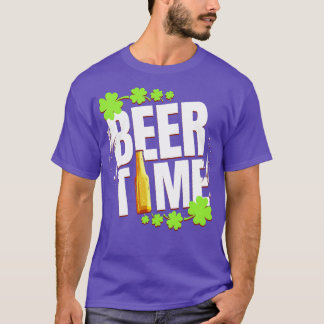 Beer Time With Shamrocks On St Patricks Day  T-Shirt