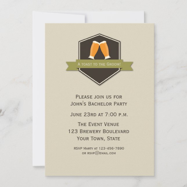 Beer Toast Bachelor Party Invitation (Front)