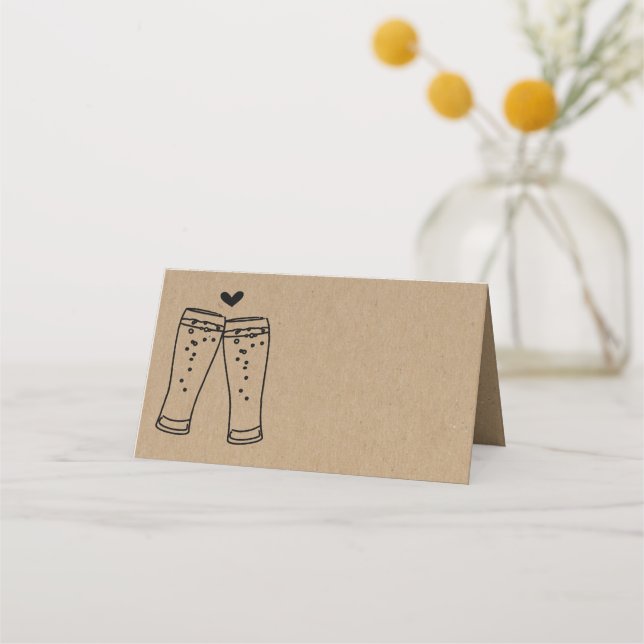 Beer Toast Folded Tent Style Place Card (Front)