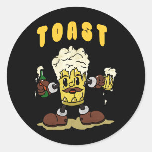 Beer Toast Mascot Classic Round Sticker