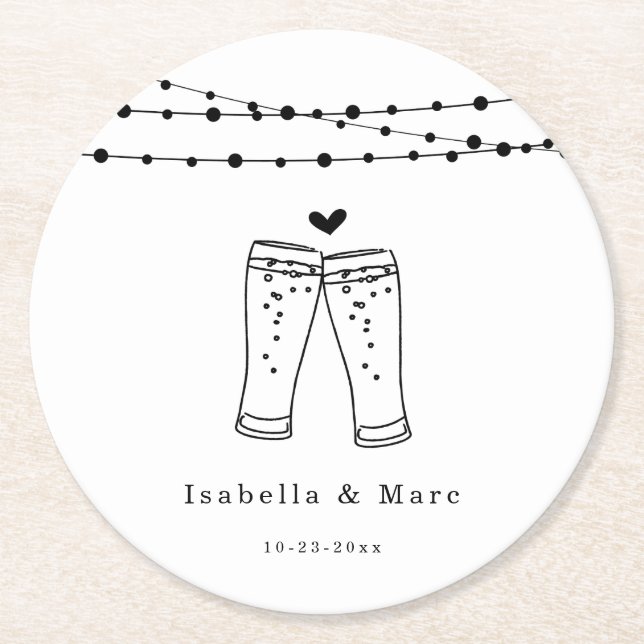 Beer Toast Round Paper Coaster (Front)