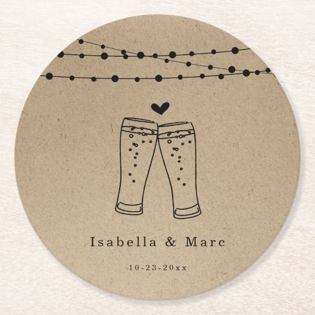Beer Toast Round Paper Coaster (Front)