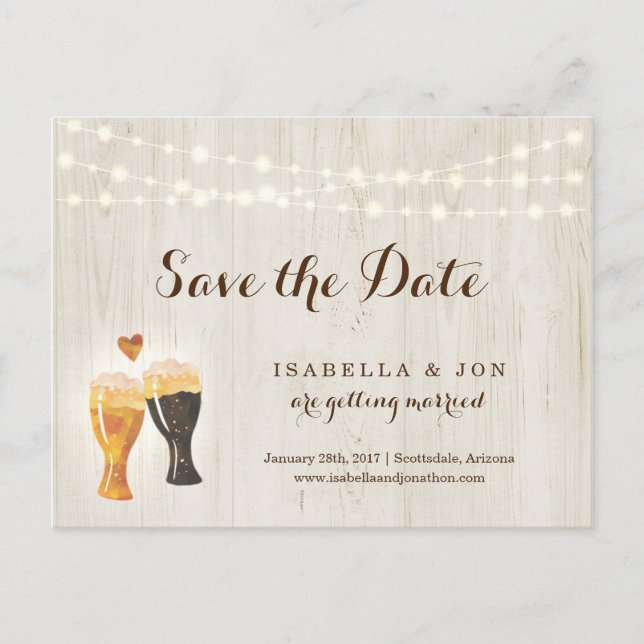 Beer Toast Save the Date Postcard (Front)