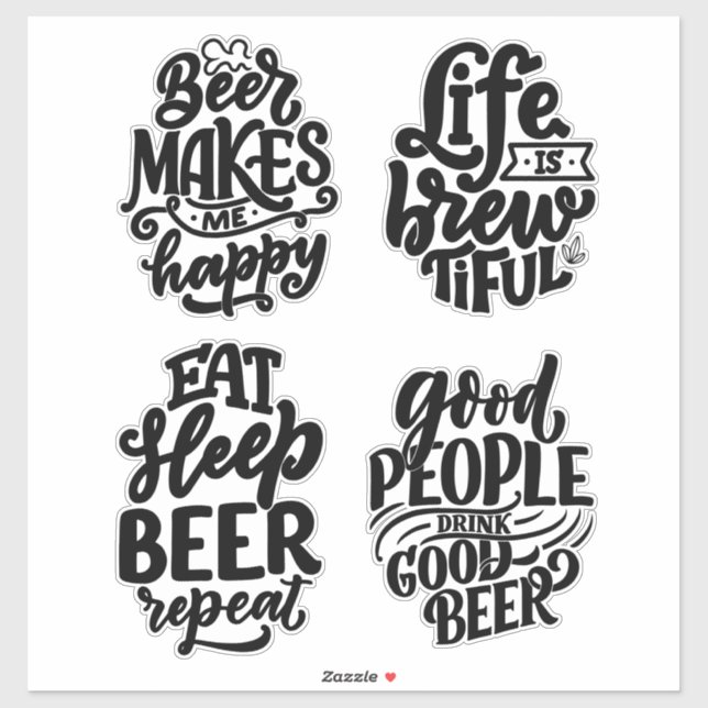 Beer Typography  Sticker (Sheet)