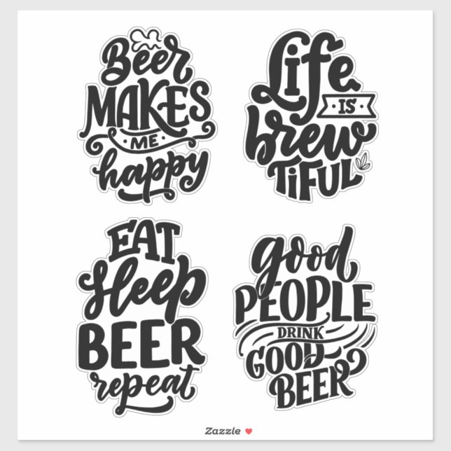 Beer Typography  Sticker (Sheet)
