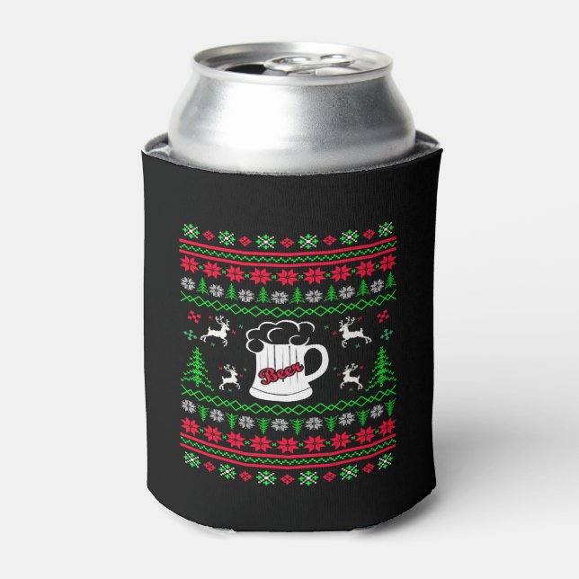beer ugly christmas can cooler (Can Front)