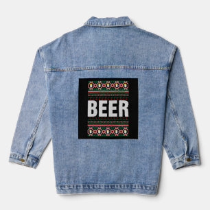 Beer Ugly Christmas Sweater Denim Jacket
