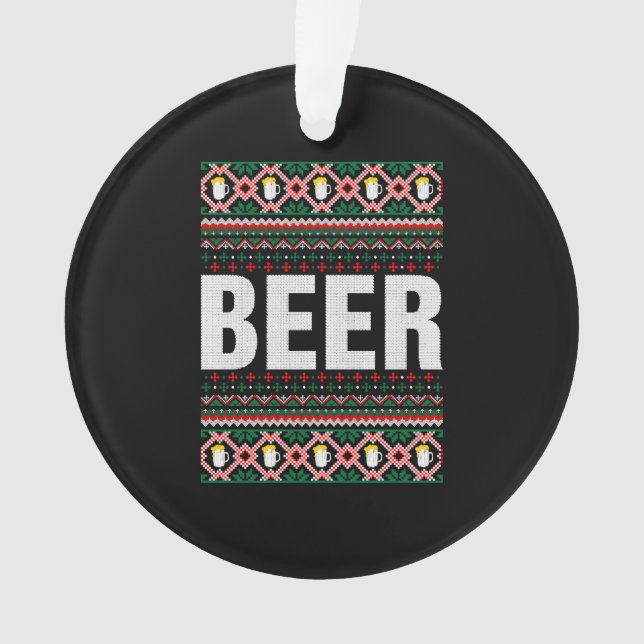 Beer Ugly Christmas Sweater Ornament (Front)