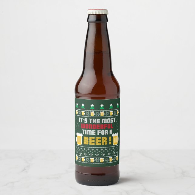 Beer Ugly Holiday Sweater Beer Bottle Label (Front)