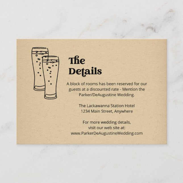 Beer Wedding Information Details Enclosure Card (Front)