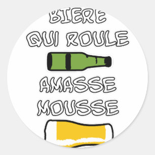 BEER which rolls piles up foam - Word games Classic Round Sticker