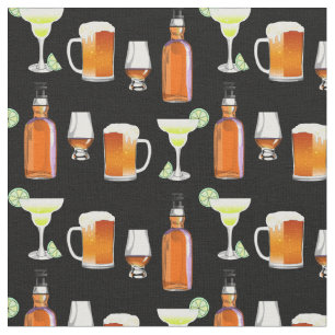 Beer Whiskey and Cocktails on Black Fabric