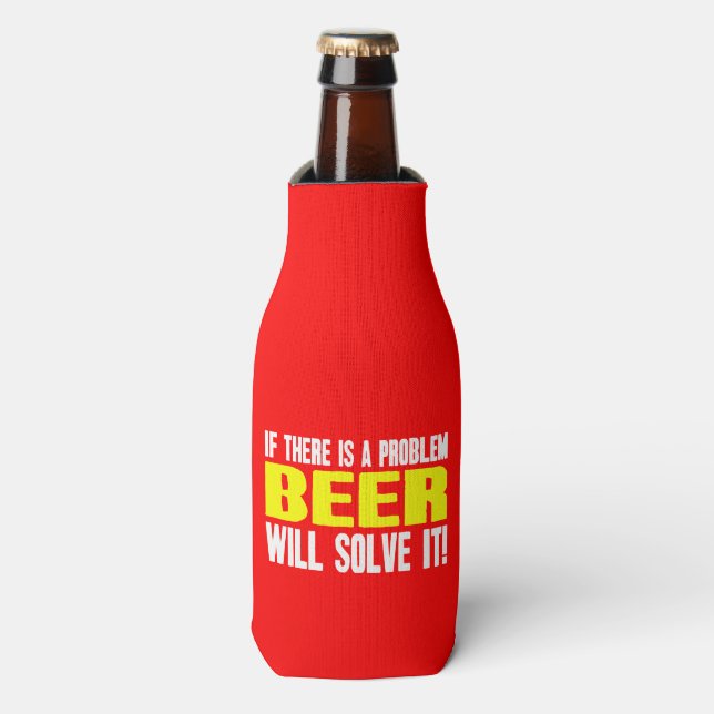 Beer Will Solve It - Bottle Cooler (Bottle Front)
