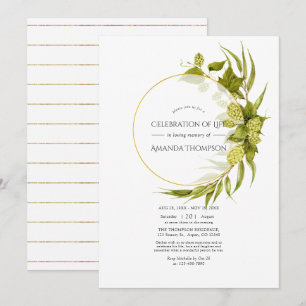 Beer Willow and Gold Geometric Celebration of Life Invitation