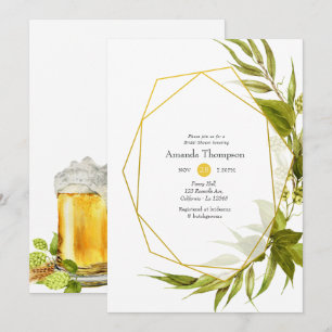 Beer Willow Green and Gold Geometric Bridal Shower Invitation