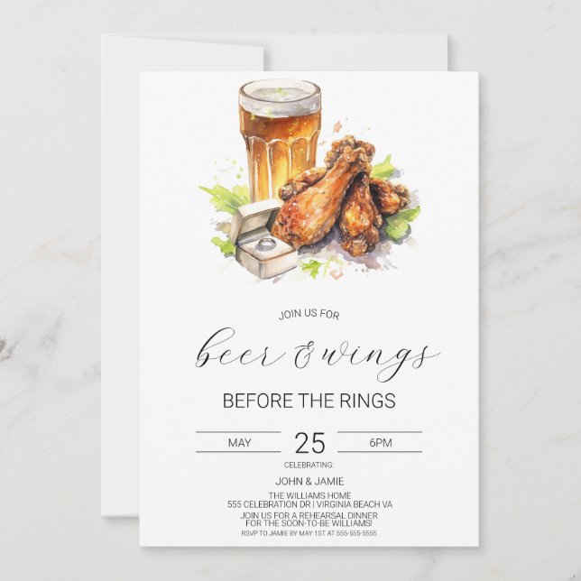 Beer & Wings Couples Shower Invitation (Front)