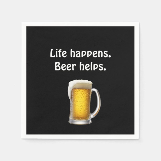 Beer with quote on black napkin (Front)