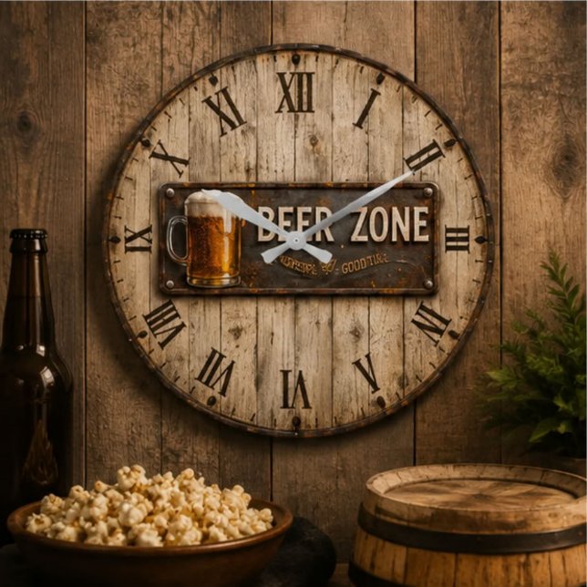 Beer Zone  Rustic Bar Vintage Pub Large Clock (Creator Uploaded)