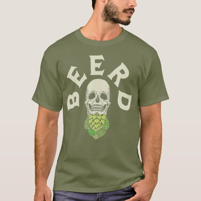 Beerd Hop Skull Beard for Bearded Craft Beer T-Shirt (Front)