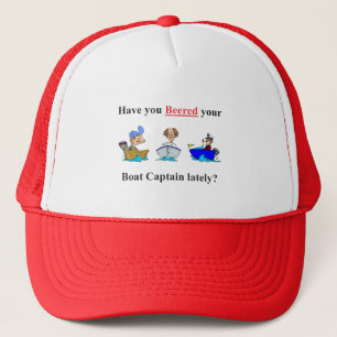 Beered boat captain New red Black Trucker Hat