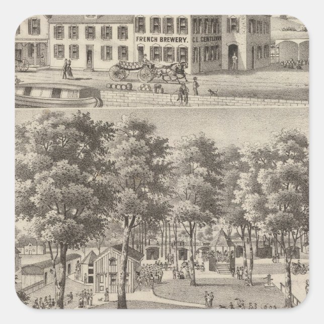 Beergarden and brewery of CL Centlivre Square Sticker (Front)