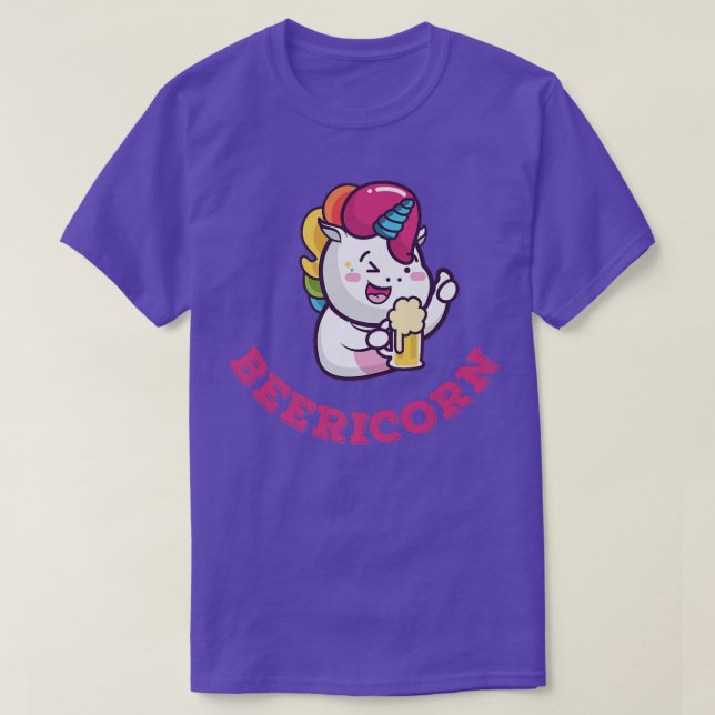Beericorn Funny Beer Drinking Unicorn  T-Shirt (Design Front)