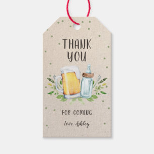 Beers and Bottles Baby Shower Greenery Thank You Gift Tags