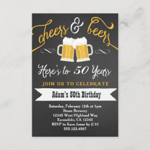 Beers and Cheers Birthday Invitation 30th 40th etc