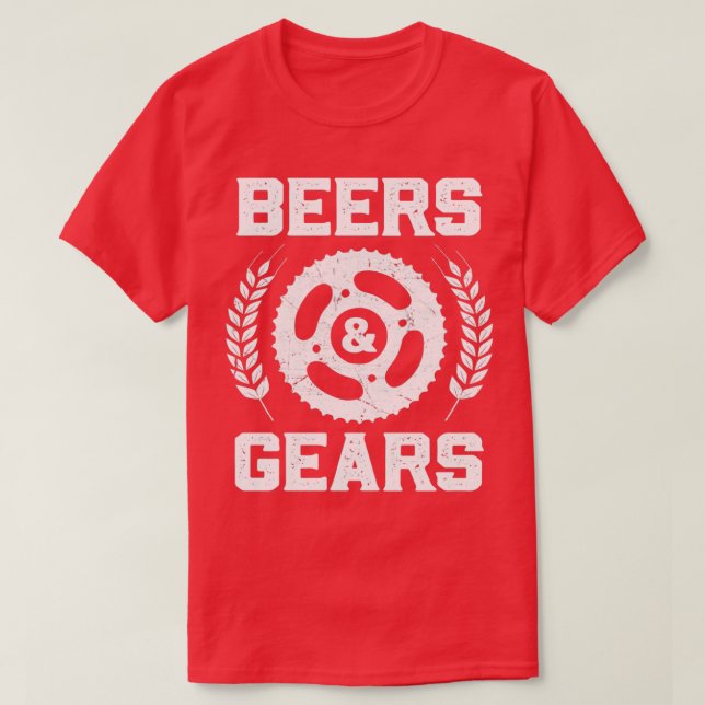 Beers and Gears Cycling Cyclist T-Shirt (Design Front)