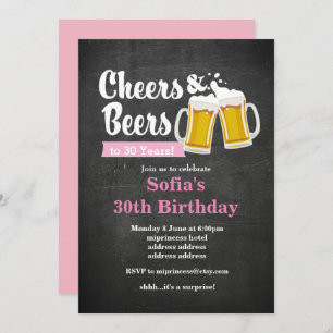 Beers birthday invitation, cheers to any years! invitation