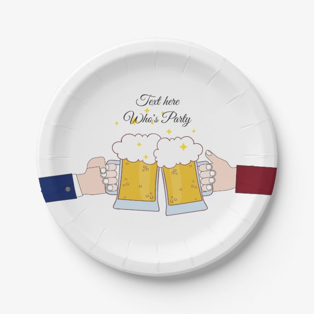 beers cheers, adult birthday, wedding, Paper Plate (Front)