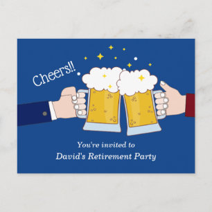 beers, cheers, adult retirement party invitation postcard