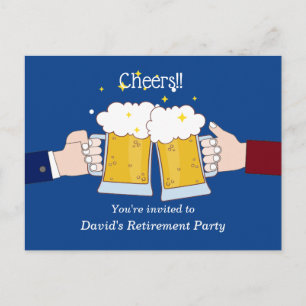 beers, cheers, adult retirement party invitation postcard