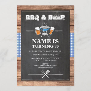 Beers & Cheers BBQ Birthday Party ANY AGE Invite