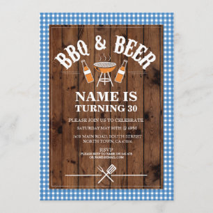 Beers & Cheers BBQ Birthday Party ANY AGE Invite