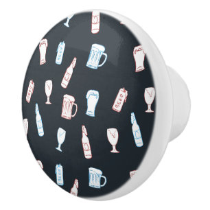 Beers Rustic Hand Drawn Whimsical Beer Man Cave Ceramic Knob