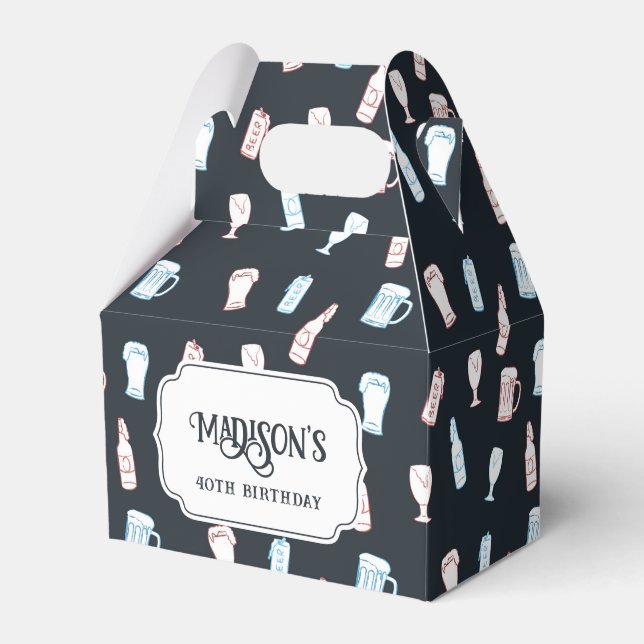 Beers Rustic Hand Drawn Whimsical Beer Party Theme Favour Box (Front Side)