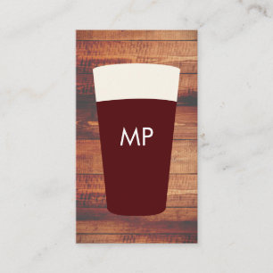 Beers Rustic Wood Square Element Monogram   Beer Business Card