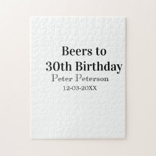 Beers to 30th birthday name date man stylishSimple Jigsaw Puzzle