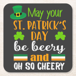 Beery Cheery St. Patrick's Day Square Paper Coaster