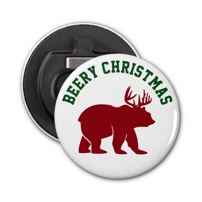 Beery Christmas for Beer Lovers Bottle Opener (Front)