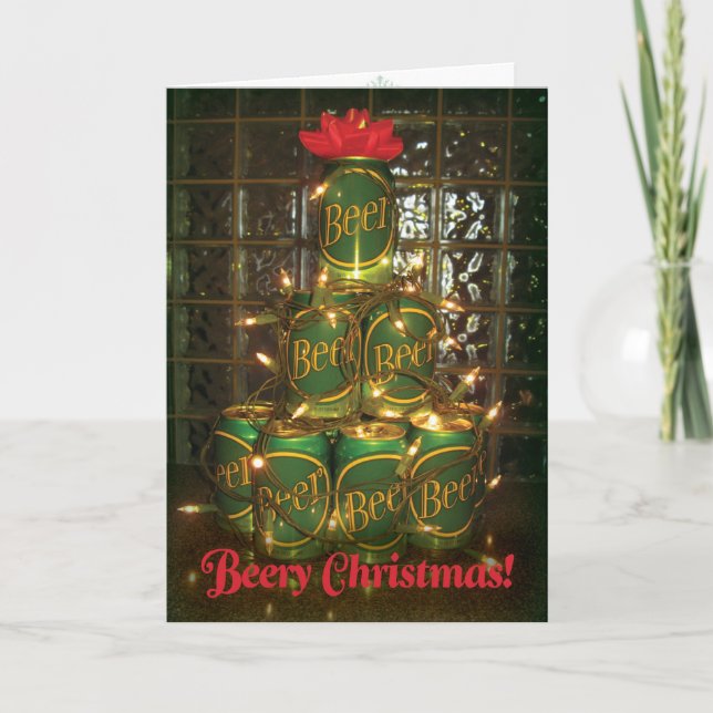 Beery Christmas - Lighted Beer Tree Card (Front)
