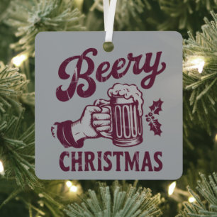 Beery Christmas Vintage Beer Party Xmas Metal Tree Decoration